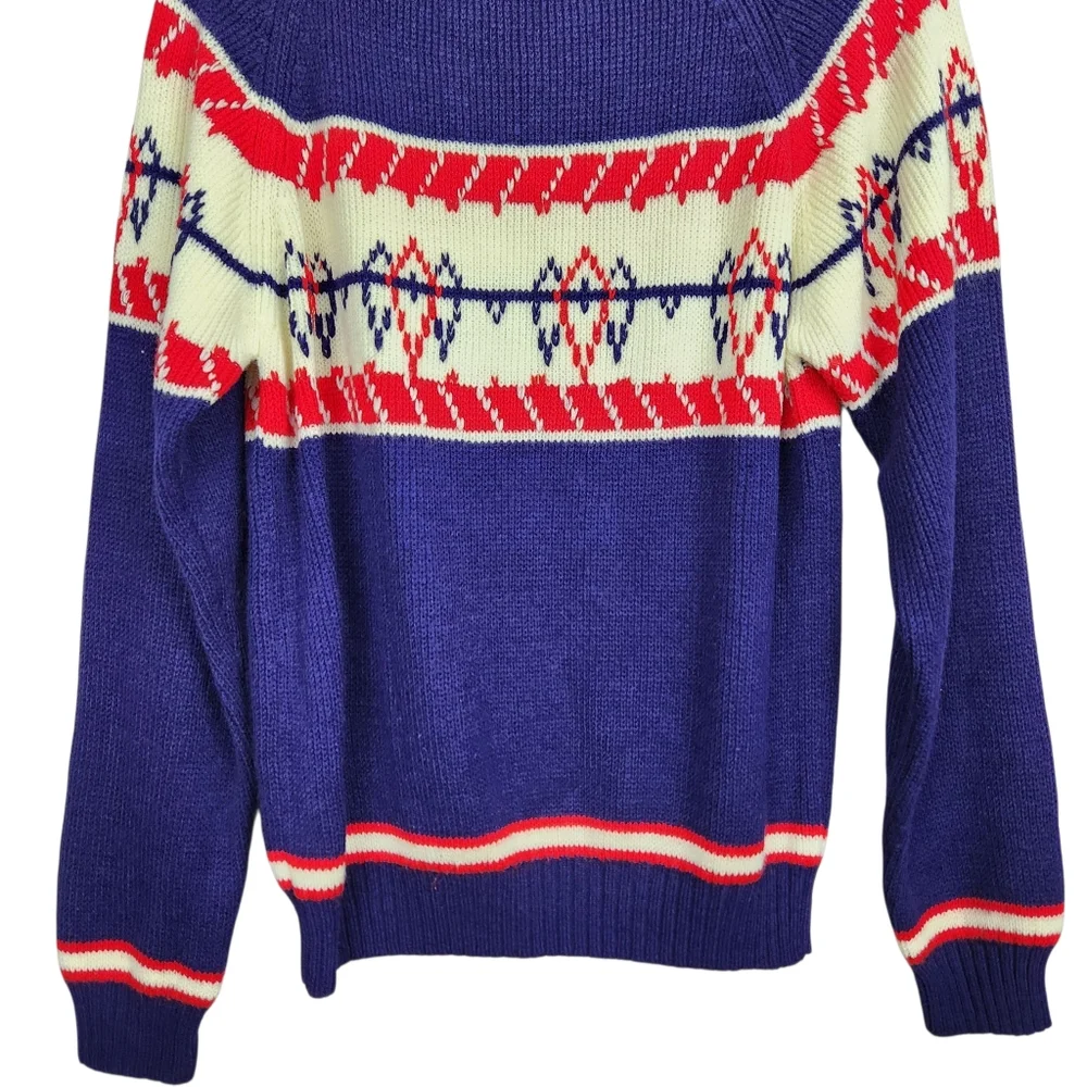 Vintage Montgomery Ward Fair Isle Geometic Print Ribbed Knit Sweater Medium